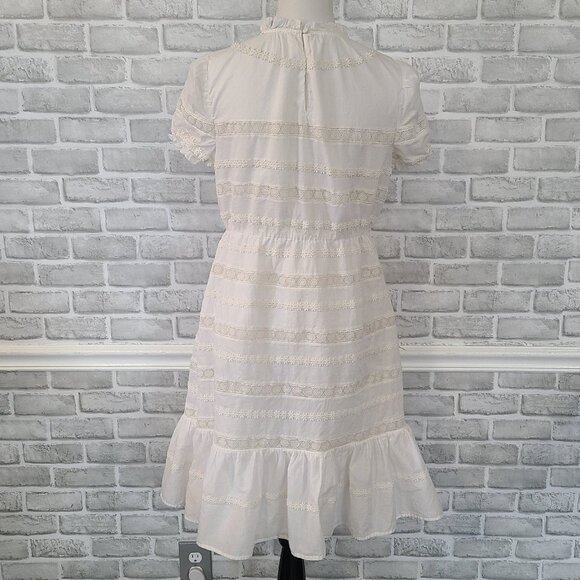 J.Crew Puff Sleeve Daisy Chain Dress White Cotton Cottagecore Feminine Ruffled 6 - Picture 2 of 11